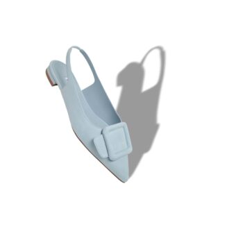 MAYLURA Light Blue Suede Buckle Detail Slingback Flat Pumps