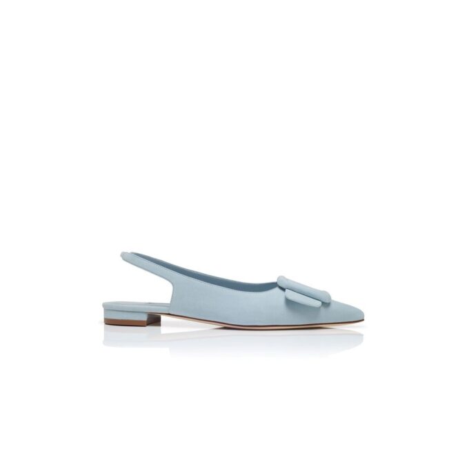 MAYLURA Light Blue Suede Buckle Detail Slingback Flat Pumps