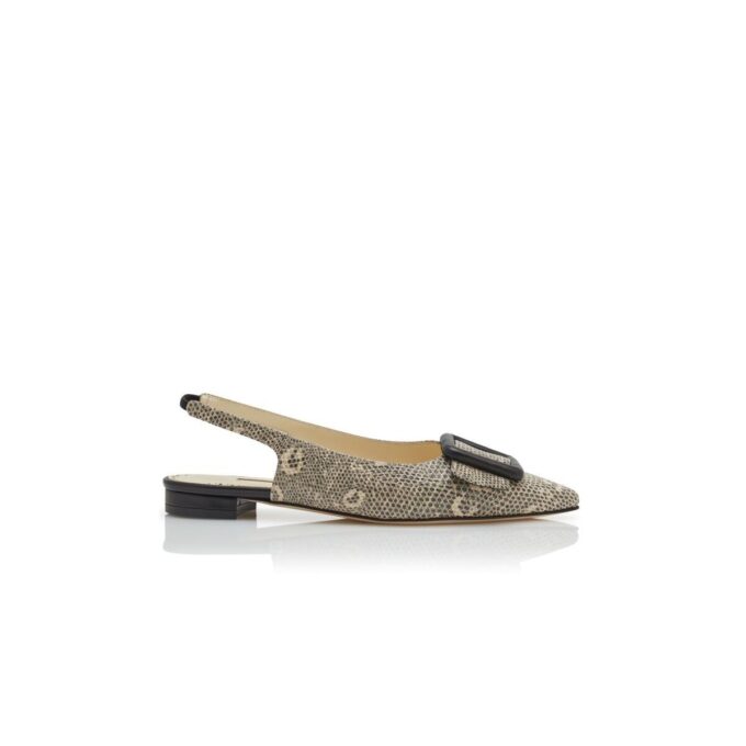 MAYLURABI Lizard Print Calf Leather Slingback Pumps