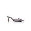 MAYSALE 70 Grey Suede Buckle Detail Mules