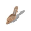 MAYSALE Beige Suede Kitten Heel Mules