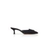 MAYSALE Black Suede Kitten Heel Mules