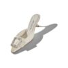 MAYSALE BRIDAL Cream Crepe de Chine Jewel Buckle Mules