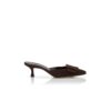 MAYSALE Brown Suede Buckle Mules