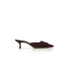 MAYSALE Burgundy Suede Kitten Heel Mules