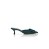 MAYSALE Dark Green Suede Buckle Detail Mules