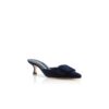 MAYSALE Navy Blue Suede Kitten Heel Mules