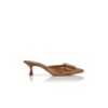 MAYSALEBI Bronze Calf Leather Buckle Detail Mules