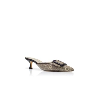 MAYSALEBI Lizard Print Calf Leather Mules