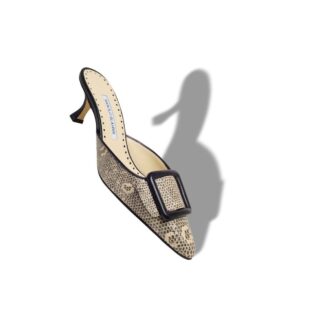 MAYSALEBI Lizard Print Calf Leather Mules