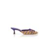 MAYSALEBI Purple and Orange Cotton Buckle Detail Mules