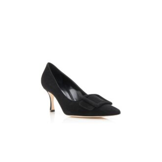 MAYSALEPUMP 70 Black Suede Buckle Detail Pumps
