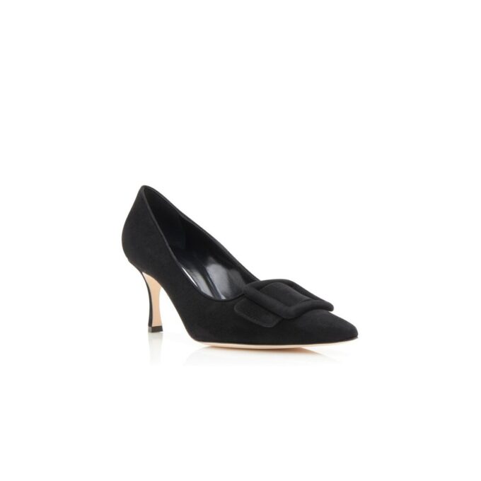 MAYSALEPUMP 70 Black Suede Buckle Detail Pumps