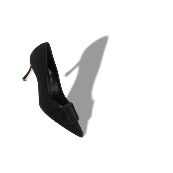 MAYSALEPUMP 70 Black Suede Buckle Detail Pumps