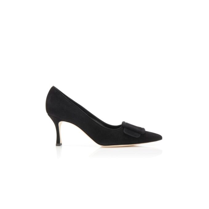 MAYSALEPUMP 70 Black Suede Buckle Detail Pumps