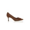 MAYSALEPUMP 70 Brown Suede Buckle Detail Pumps