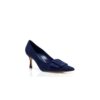 MAYSALEPUMP 70 Navy Blue Suede Buckle Detail Pumps