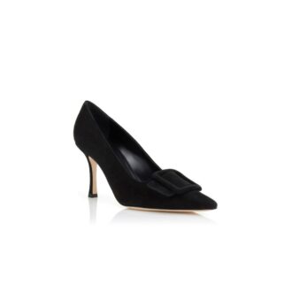 MAYSALEPUMP 90 Black Suede Buckle Detail Pumps