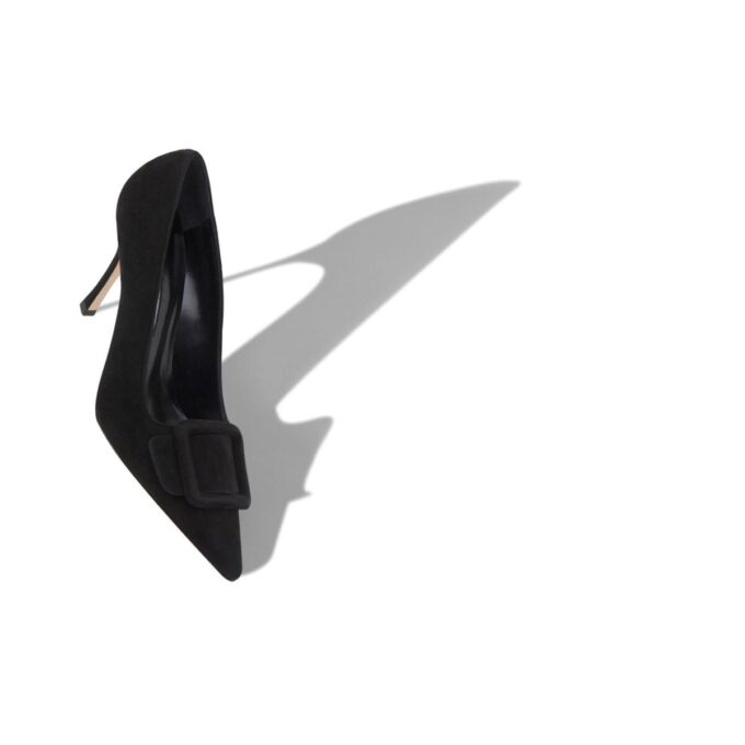 MAYSALEPUMP 90 Black Suede Buckle Detail Pumps