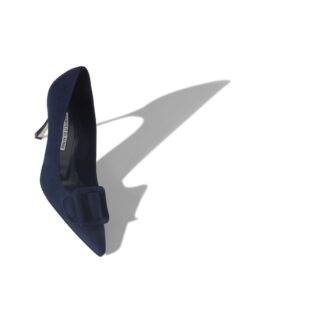 MAYSALEPUMP 90 Navy Blue Suede Buckle Detail Pumps