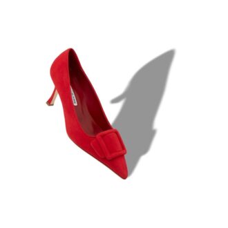 MAYSALEPUMP 90 Red Suede Buckle Detail Pumps