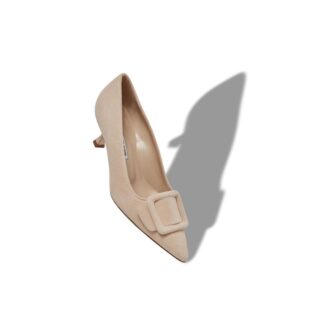 MAYSALEPUMP Light Beige Suede Buckle Detail Pumps