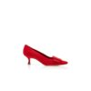 MAYSALEPUMP Red Suede Buckle Detail Pumps