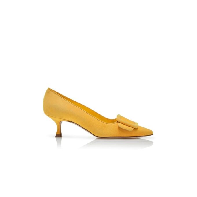 MAYSALEPUMP Yellow Suede Buckle Detail Pumps