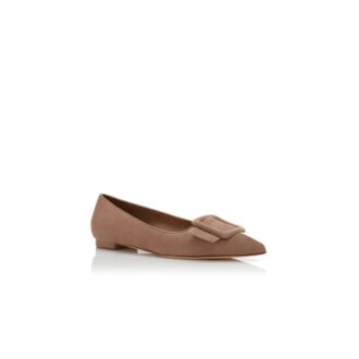 MAYSALEPUMPFLAT Beige Suede Buckle Detail Flat Pumps