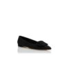 MAYSALEPUMPFLAT Black Suede Buckle Detail Flat Pumps