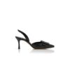 MAYSLI Black Nappa Leather Slingback Pumps
