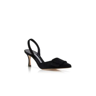 MAYSLI Black Suede Slingback Pumps