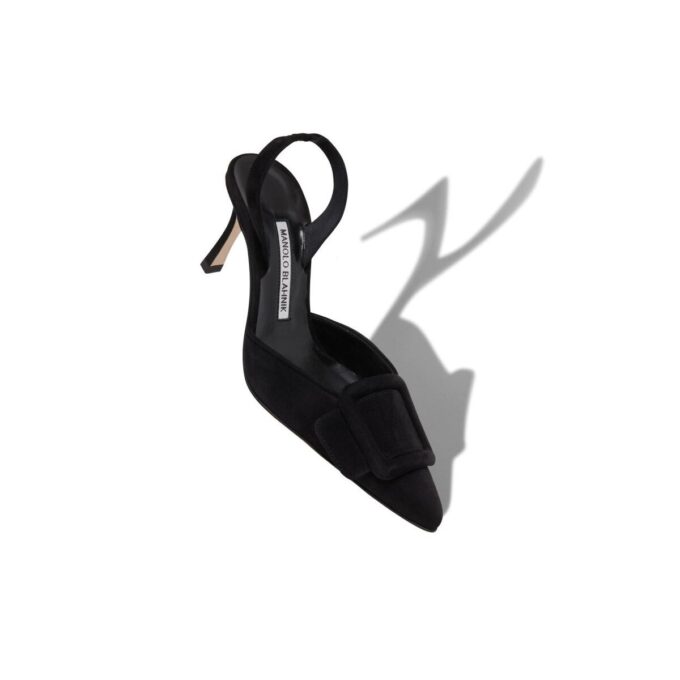 MAYSLI Black Suede Slingback Pumps