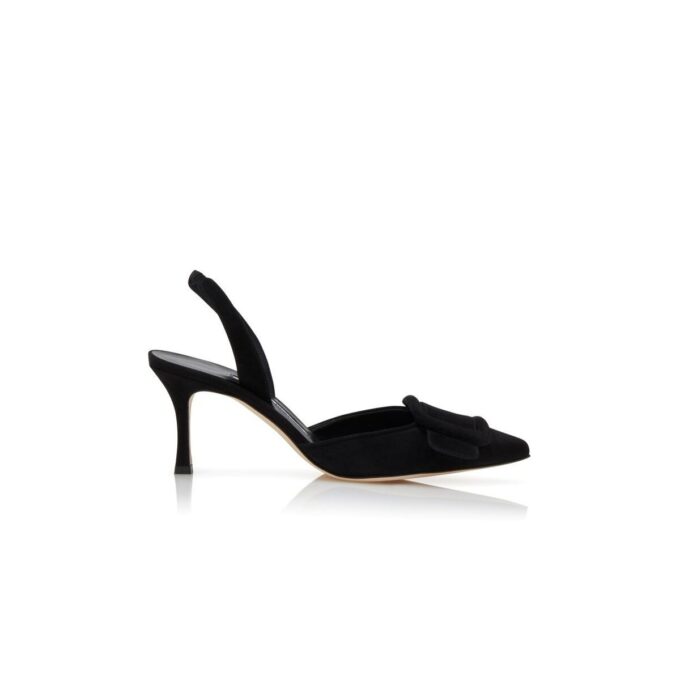 MAYSLI Black Suede Slingback Pumps