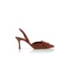 MAYSLI Brown Nappa Leather Slingback Pumps