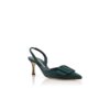 MAYSLI Dark Green Suede Buckle Detail Slingback Pumps