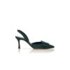MAYSLI Dark Green Suede Buckle Detail Slingback Pumps