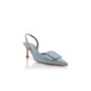 MAYSLI Light Blue Suede Buckle Detail Slingback Pumps