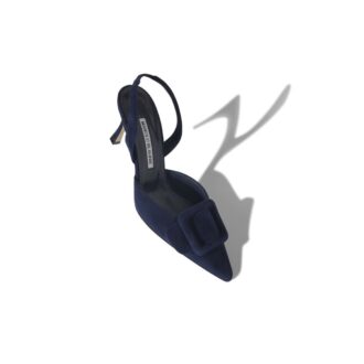 MAYSLI Navy Blue Suede Slingback Pumps