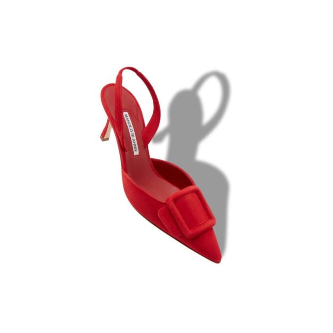 MAYSLI Red Suede Slingback Pumps