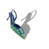 MAYSLIBI Blue and Green Cotton Buckle Detail Slingback Pumps