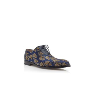 METZ Navy Blue Floral Silk Jacquard Oxfords