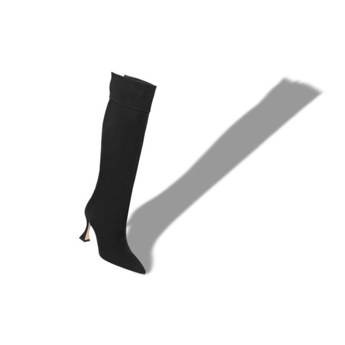 MIRALONEPLA Black Suede Knee High Boots