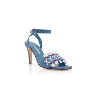 MOREIRA Blue Nappa Leather Ankle Strap Sandals