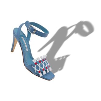 MOREIRA Blue Nappa Leather Ankle Strap Sandals