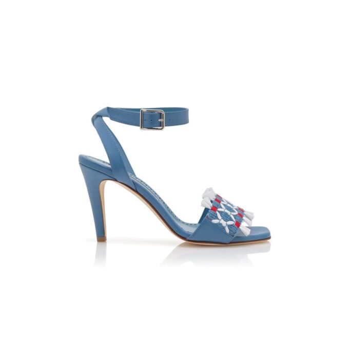 MOREIRA Blue Nappa Leather Ankle Strap Sandals