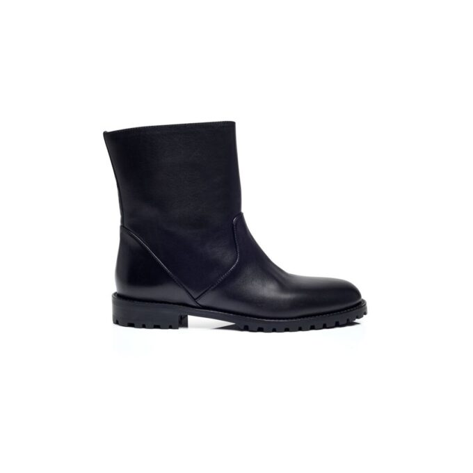 MOTOSA Black Calf Leather Ankle Boots
