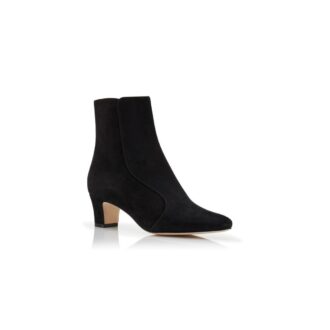 MYCONIA Black Suede Round Toe Ankle Boots