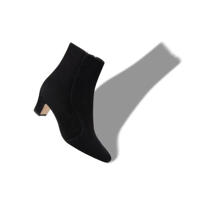 MYCONIA Black Suede Round Toe Ankle Boots