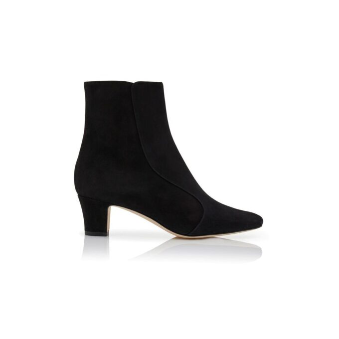 MYCONIA Black Suede Round Toe Ankle Boots